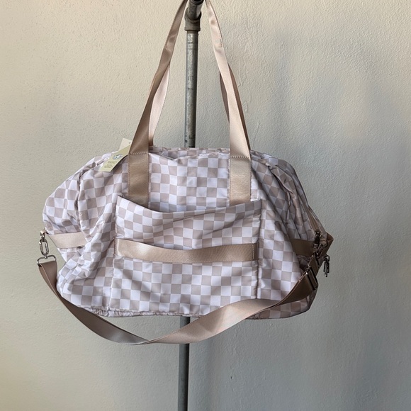 NWT No Boundaries Women's Dome Weekender Bag, Tan Checker - Picture 3 of 4